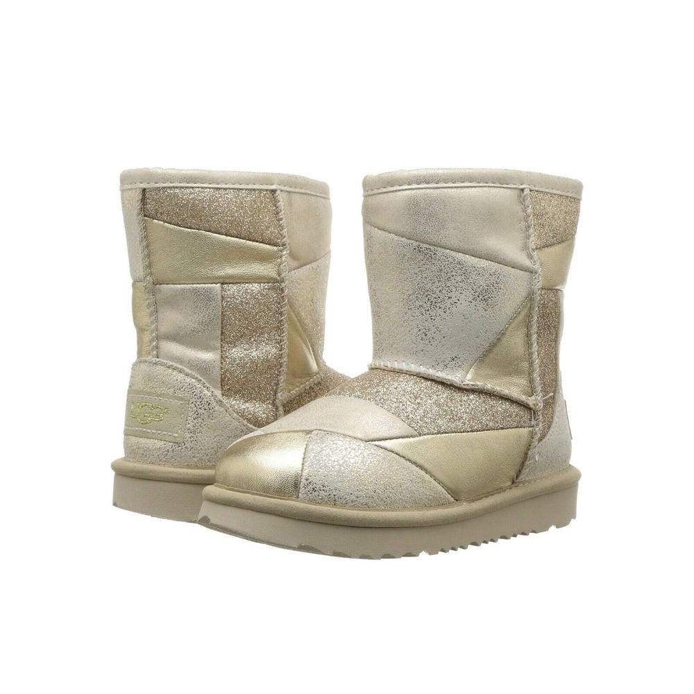 UGG Womens‎ US 6 Classic Short II Patchwork Boots Leather Gold 1096431K